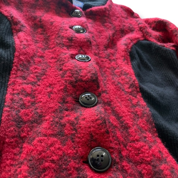 Pendleton Red Black Wool Southwest Cardigan Button Up Jacket Aztec Western LP - Picture 2 of 7